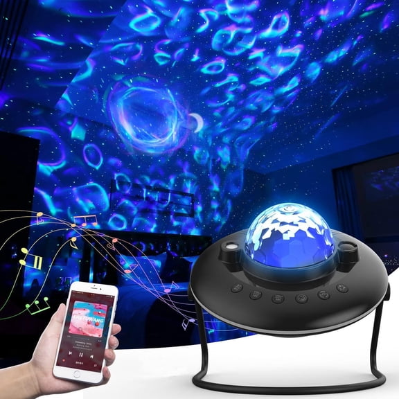 Winique Star Projector Night Light UFO Galaxy Projector with 7 Light Modes, Bluetooth Music Speaker, LED Nebula Cloud for Kids Bedroom Party and Game Room, Black