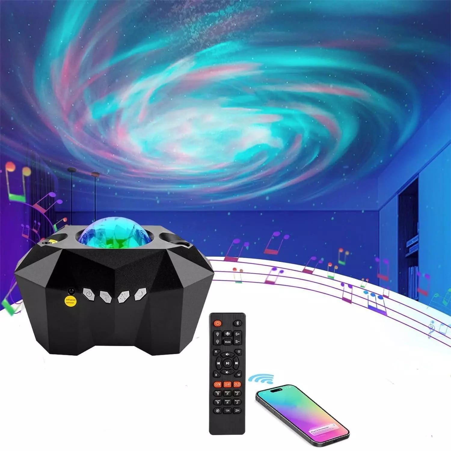 NUNET Star Projector, Bluetooth Speaker, Remote Control, 14 Aurora