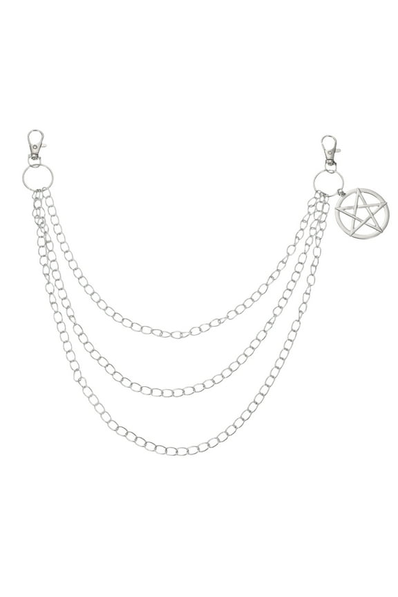 Star Punk Pants Chain, Belt Wallet Chain with Lobster Clasps for Hip Hop Clothes Accessories (Silver Tone)