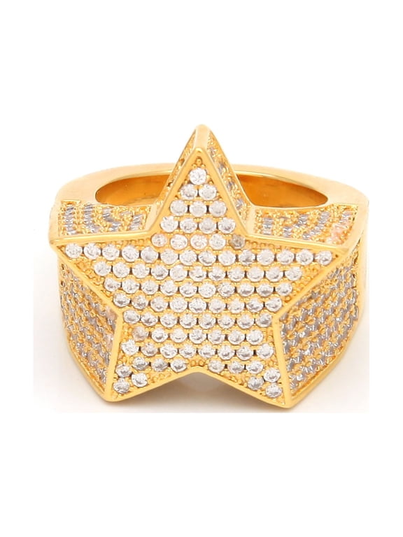 Star Punky Rappers Rings for Men Luxury Shiny Rings Iced out Big Hip Hop Cubic Zirconia Men Rings