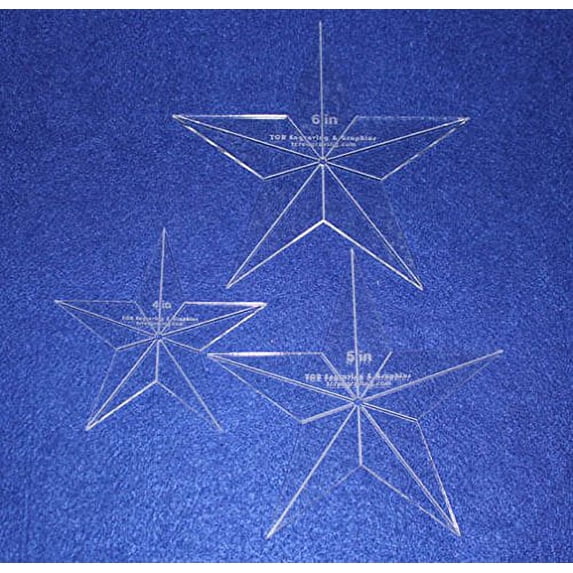 Star Quilt Templates. 4",5",6" - Clear 1/8" Thick Acrylic