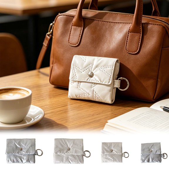 Star Quilted Earbud Case Mini Coin Purse • Snap Button Closure • Lightweight Crossbody Bag • Protective Dustproof Design • Daily Travel Essential