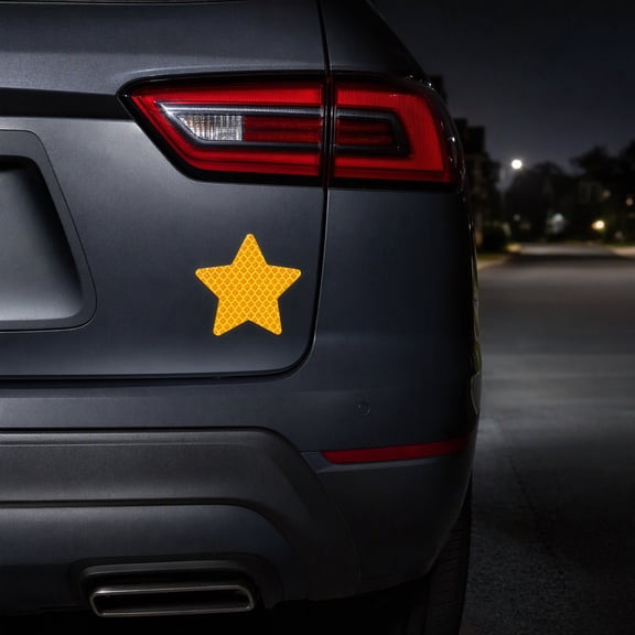 Star Reflective Car Stickers, Safety Vehicle Decals with Highly Reflective Design, 6-Piece Set for Cars, Helmets, Bikes and Bags