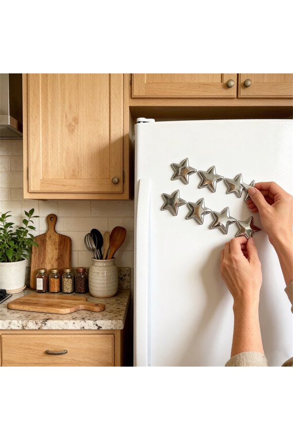 Star Refrigerator Magnets, 10 Pack Metallic Pentagram Fridge Magnet Decorative Stickers, Strong 3D Concave Mirror Surface for Whiteboard Cabinet Locker Office Home Decor