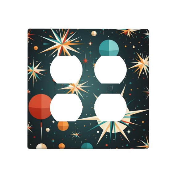 Star Retro Mid Century Atomic Starry Vintage Duplex Outlet Wall Plate Decorative Electrical Outlet Light Switch Cover Switchplate