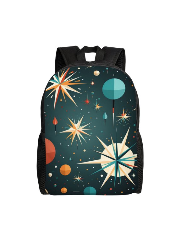 Star Retro Mid Century Atomic Starry Vintage Laptop Backpack, Padded 15.6 Inch Computer Compartment, Casual Travel Work Daypack
