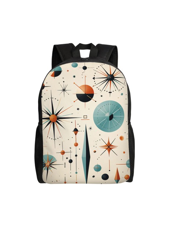 Star Retro Mid Century Vintage Atomic Art Laptop Backpack, Padded 15.6 Inch Computer Compartment, Casual Travel Work Daypack