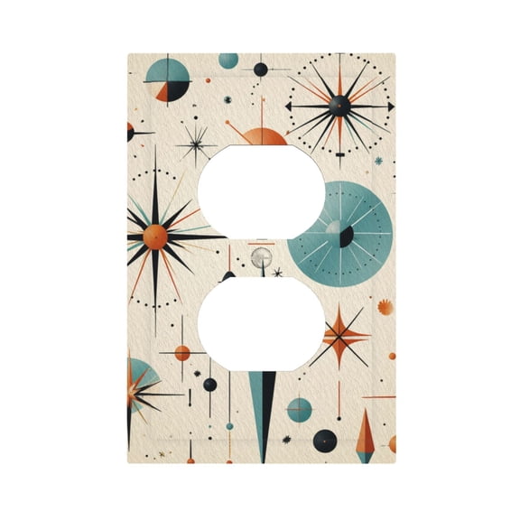 Star Retro Mid Century Vintage Atomic Art Light Switch Cover Decorator Duplex Wall Plate 1-Gang Receptacle Outlet Decor