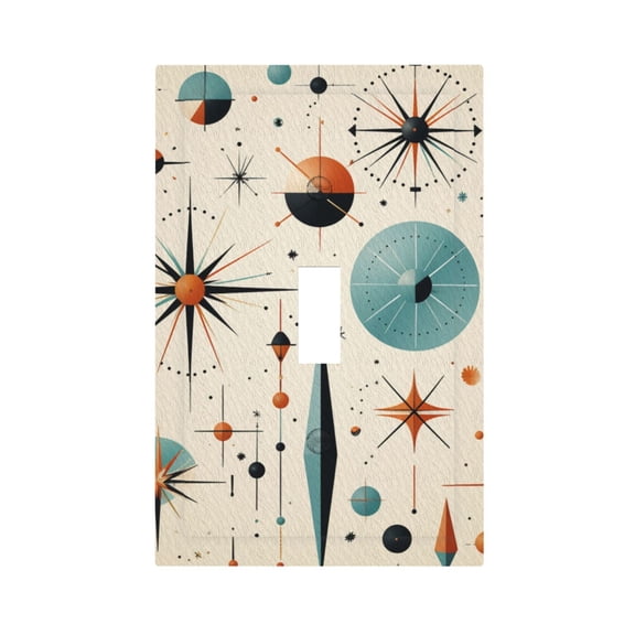 Star Retro Mid Century Vintage Atomic Art Light Switch Cover Decorator Single Toggle Wall Plate 1-Gang Receptacle Outlet Decor