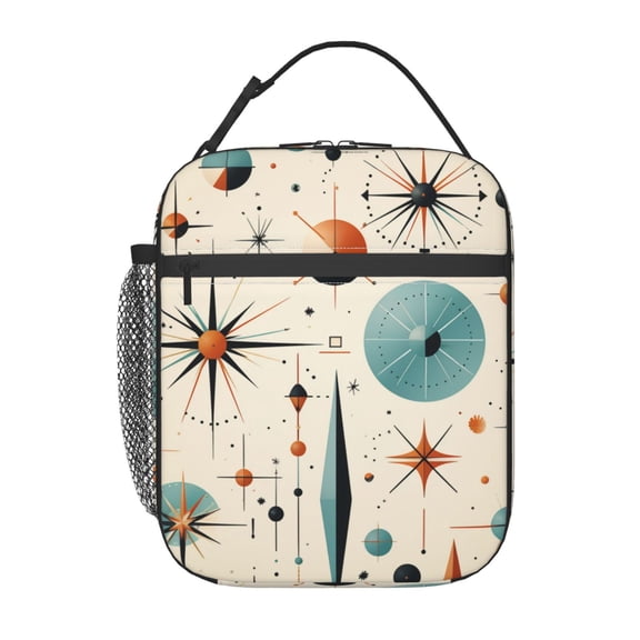 Star Retro Mid Century Vintage Atomic Art Lunch Box Bag Insulated Lunchbox Reusable Tote Thermal Cooler Portable for Women Men