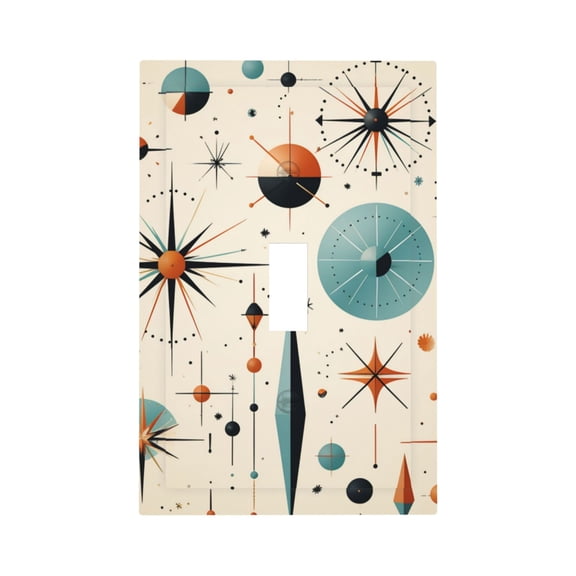 Star Retro Mid Century Vintage Atomic Art Single Toggle Wall Plate 1 Gang Decorative Electrical Outlet Light Switch Cover Switchplate