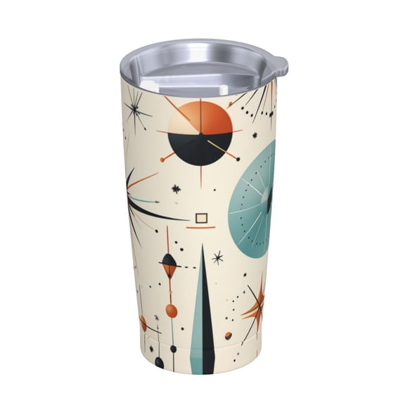 Star Retro Mid Century Vintage Atomic Art Stainless Steel Tumbler with Lid and Straw 20oz Vacuum Insulated Travel Mug for Hot & Cold Drinks Coffee Wine Water Cup
