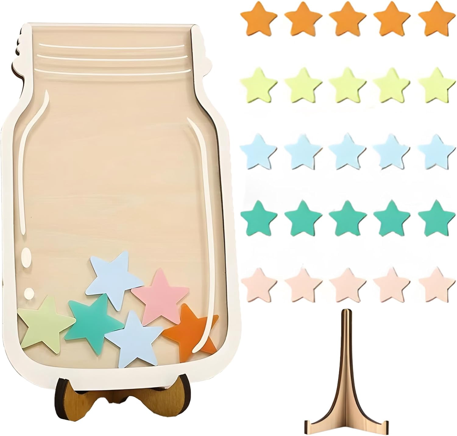 Star Reward Jar, Wooden Stars Reward Jars For Children, Good Behaviour ...