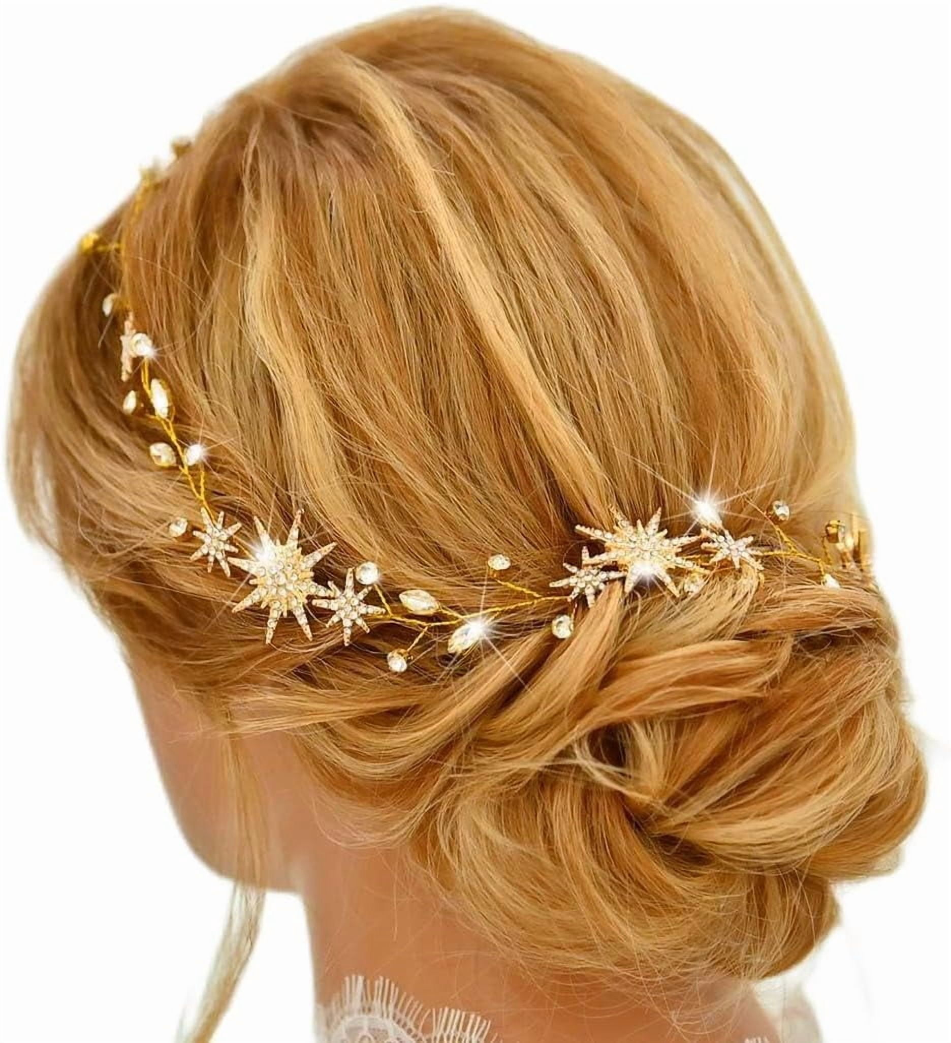 Star Rhinestone Bride Wedding Hair Vine Gold Bridal Hair  display picture 2
