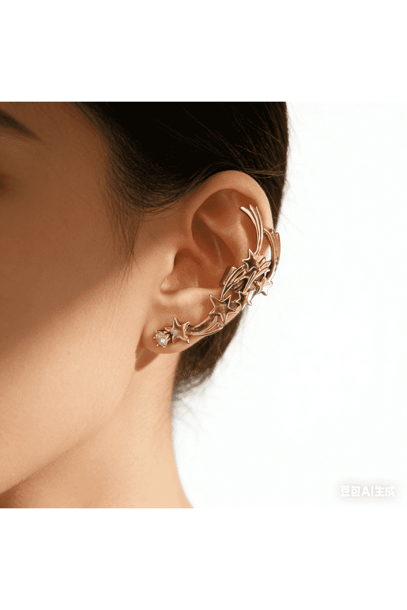 Star Rhinestone Ear Cuffs for Women Ear Wrap Long Crystal Cuff Stud Earrings for Prom Wedding Evening Party