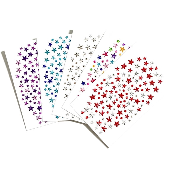Star Rhinestone Face Gems Stick for Eyes Cheeks Body Decoration 5Pcs (5.913.94in)