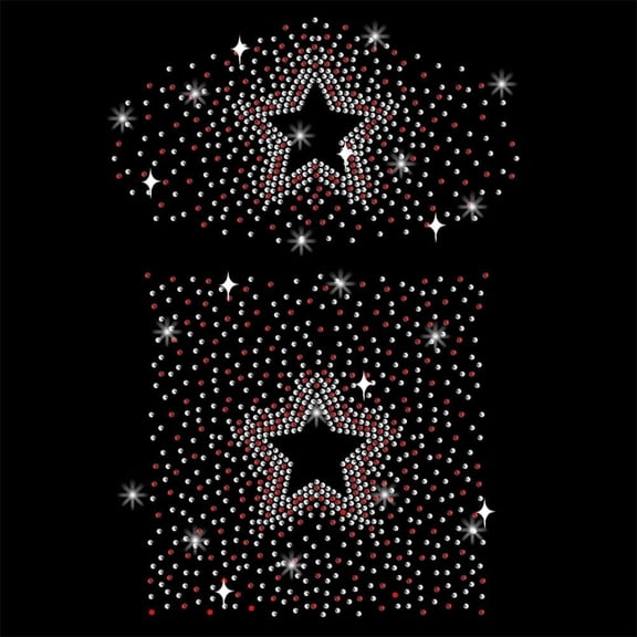 Star Rhinestone Iron on Hotfix Heat Transfer Decal Bling Rhinestone Decals Rhinestone Heat Transfer Patch Clothing Repair Applique for T-Shirt Clothing Pants Bags 11.69x8.27 Inch