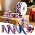 thumbnail image 1 of Star Ribbon 5 Yards Red White Blue Wired Patriotic Striped USA Fabric for Independence Day Memorial Day Crafts Gift Wrapping Celebration Decoration Use, 1 of 5