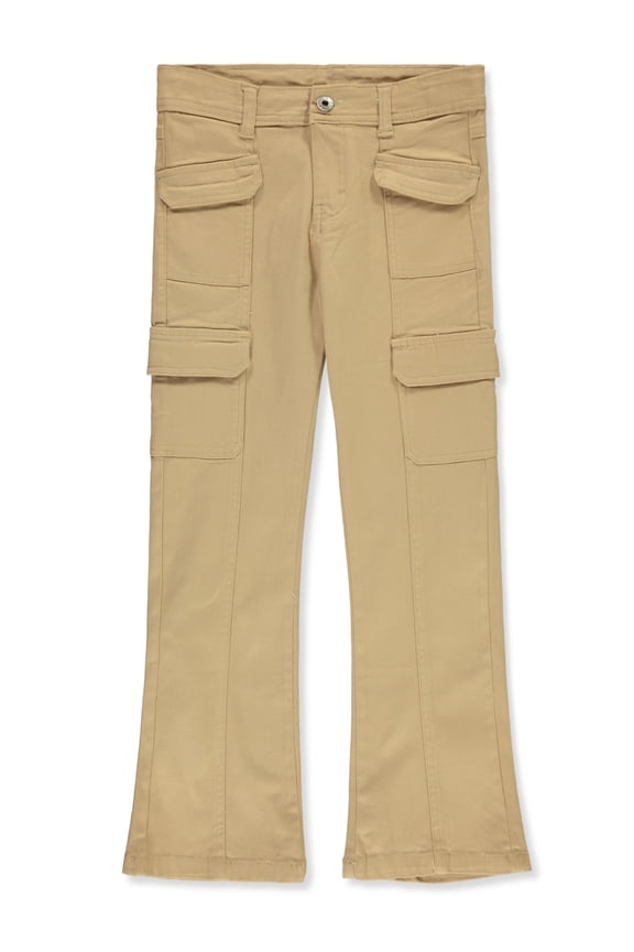 Girls' Cargo Pocket Twill Pants Color: sand Size: 10