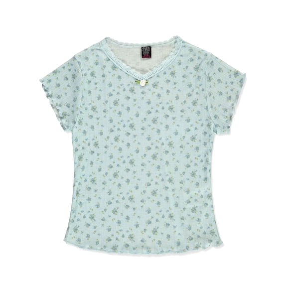 Star Ride Girls' Floral Pointelle T-Shirt Color: breeze Size: 10 - 12