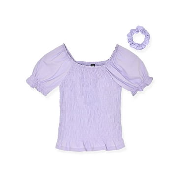 Star Ride Girls Smocked Top with Scrunchie, Sizes 4-16