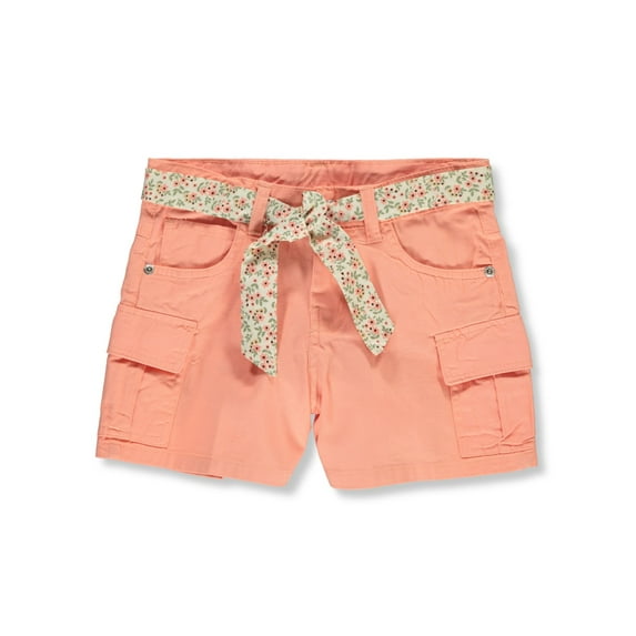 Star Ride Girls' Woven Pull-Through Belt Shorts Color: peacoat Size: 5