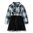 thumbnail image 1 of Star Ride Little Girls' Plaid and Tulle Dress With Belt, 1 of 4