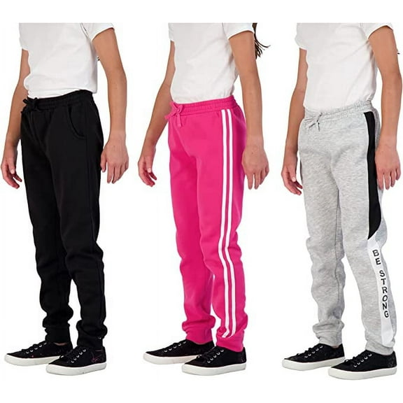 Star Ride Polyester Fleece Jogger Sweatpants (Girl's), 3-Pack, Sizes 5-16