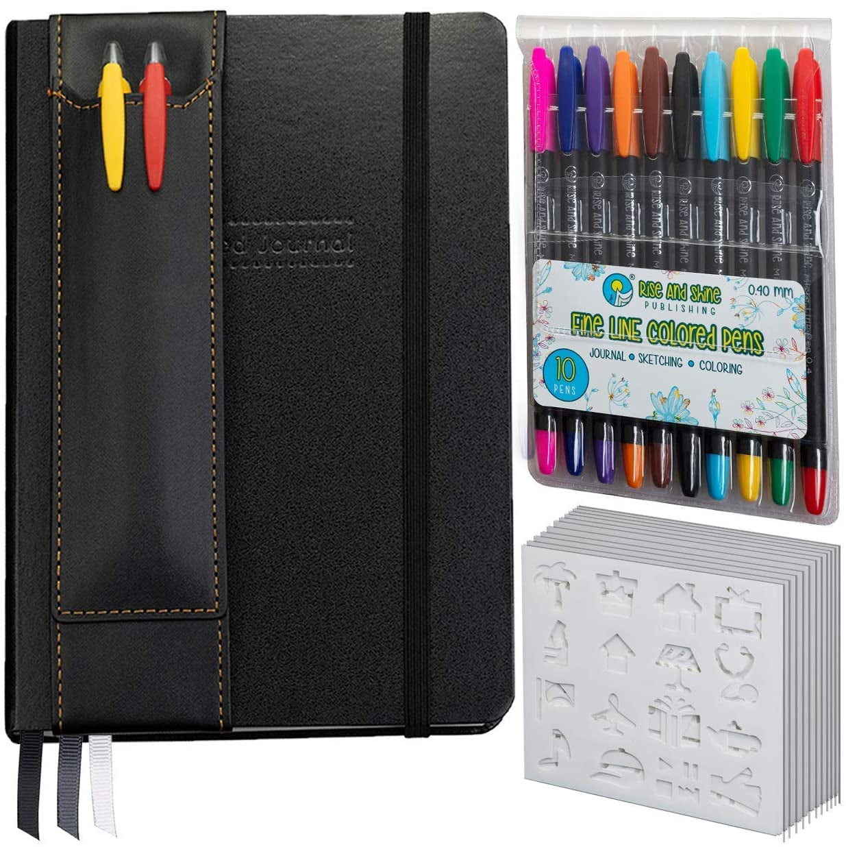 PAPERAGE Bullet Journal Kit, Dotted Journaling Set & Stationary Kit, Hardcover Dotted Journal Notebook (Blush), 15 Fineliner Pens, 8 Sticker & 3