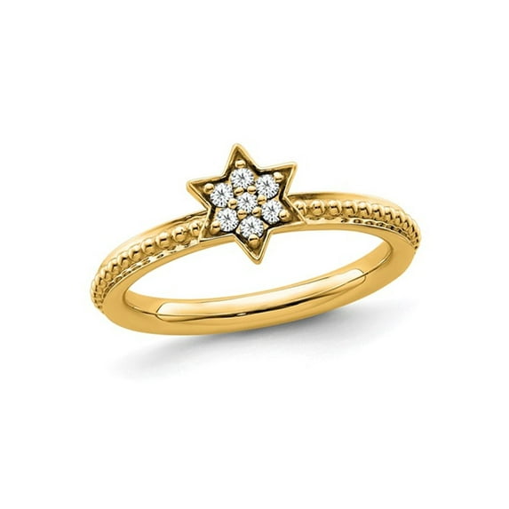 Gem & Harmony Star Ring with Diamonds 1/5 Carat (Ctw) in 14K Yellow Gold for Women