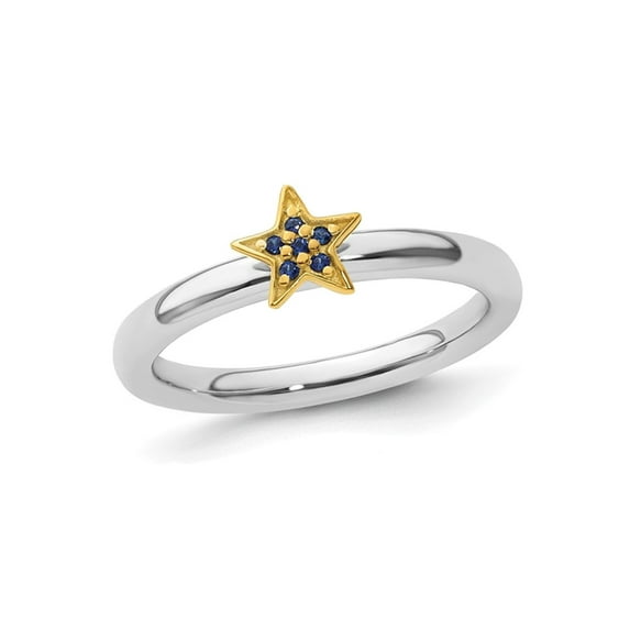 Star Ring with Lab-Created Blue Sapphires in Sterling Silver