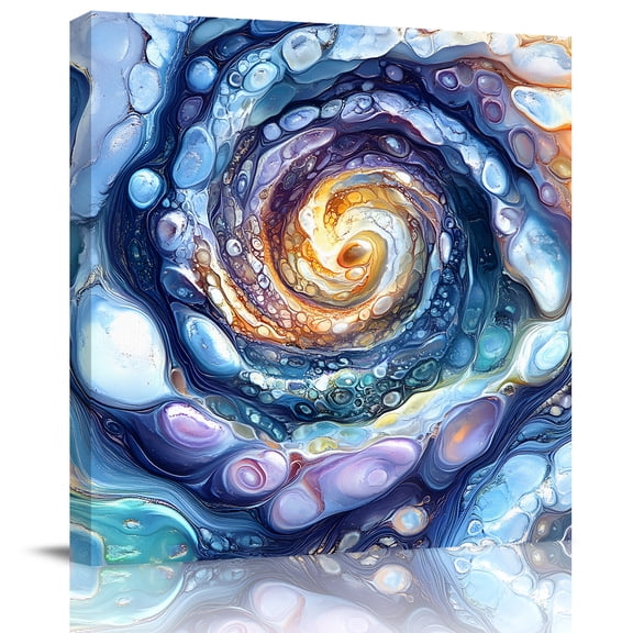 Star River Blue Gradient Canvas Artwork Painting Art, Psychedelic Abstract Art Square Framed Wall Decorations Prints Picture for Bedroom Kitchen Living Room, 12x12 in