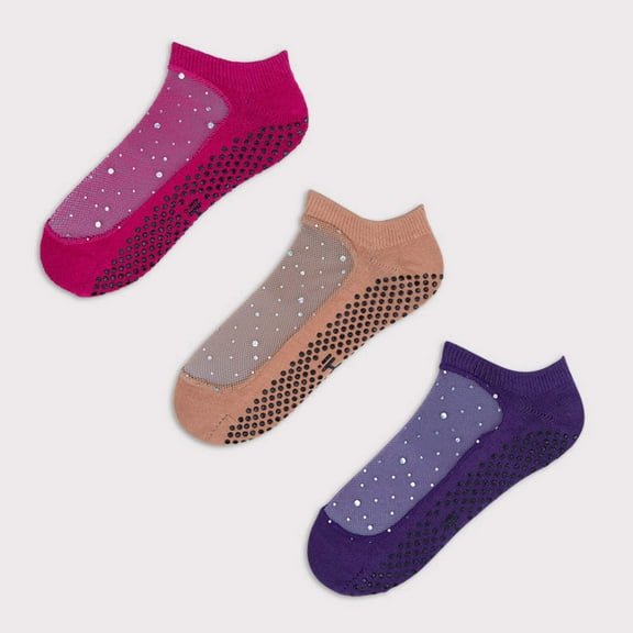 Star Romance Grip Sock Pack - 3 Pack Women's SHASHI Grip Socks Small / Medium for Pilates, Barre, Yoga