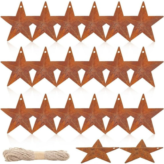 Star Rust Iron Big Pendants with Jute Cord Sienna 59x62x6mm Hole: 2.5mm 30pcs