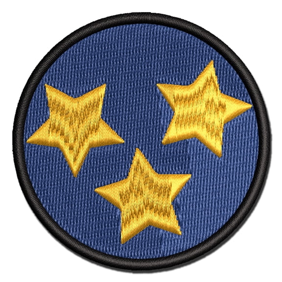 Star Scatter Applique Multi-Color Embroidered Iron-On Patch - 3.5 Inch Large