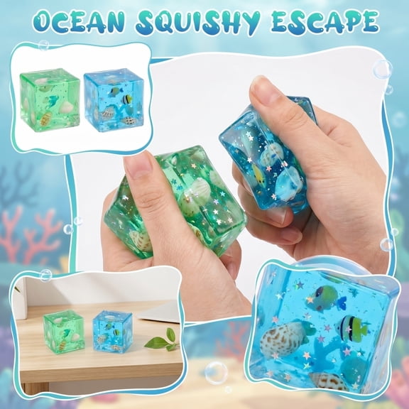 Star Sensory Squeeze Toys 2.2 Inch Green Cube Squeeze Toys Squeeze Relaxation Toys for Student and Adults, 1 Pack