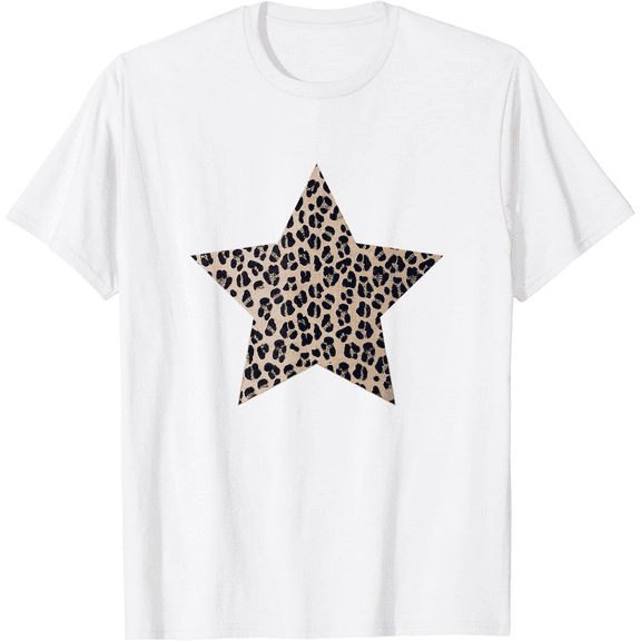 Star Shape - Cute Cheetah Leopard Print Graphic T-Shirt