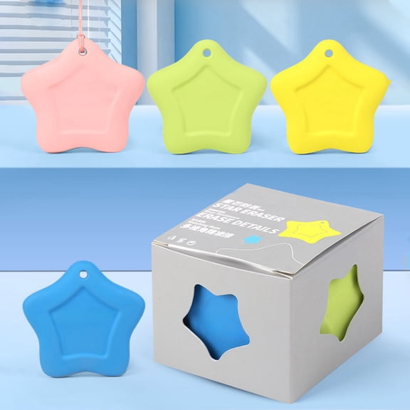 Star Shape Eraser Set 4 Pack with Detachable Lanyard, Soft Rubber Pencil Erasers, Gift Box, Ideal for Crafts, Art, and Stationery Organization