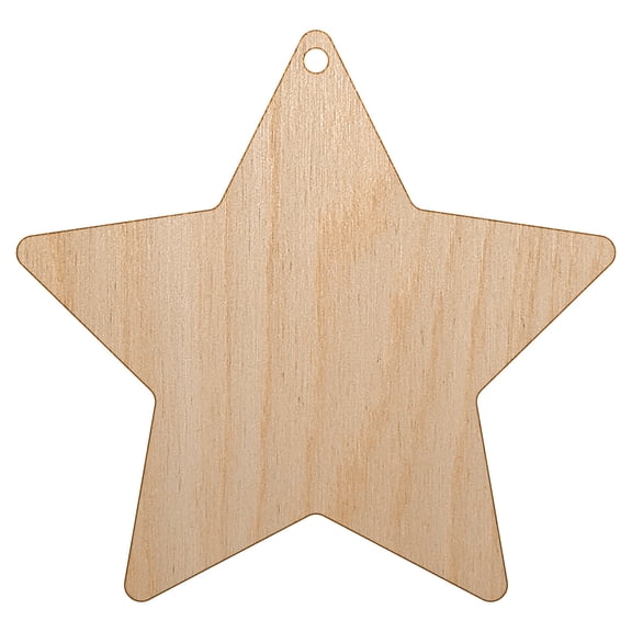 Star Shape Excellent Wood Holiday Christmas Tree Ornament Unfinished DIY Pre-Drilled Craft