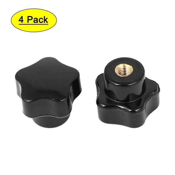 Star Shape Head 5mm Female Thread Dia Clamping Screw Knob 4pcs