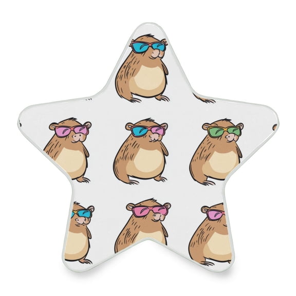 Star Shape LED Night Light Bedrooms Lighting Sensor Light Bedside Wall Plug-in Lamp for Bedroom Hallway and More Cartoon Capybaras Pattern