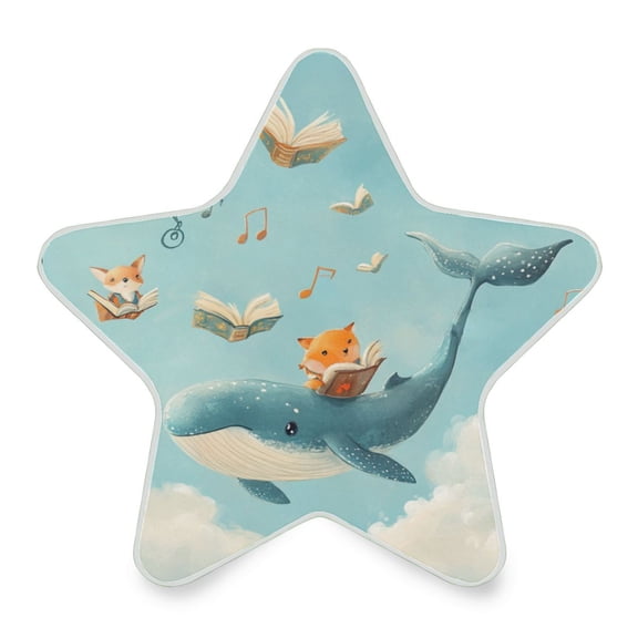 Star Shape LED Night Light Bedrooms Lighting Sensor Light Bedside Wall Plug-in Lamp for Bedroom Hallway and More Fox and Whale Carrying Books