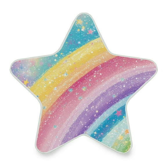 Star Shape LED Night Light Bedrooms Lighting Sensor Light Bedside Wall Plug-in Lamp for Bedroom Hallway and More Glittery Rainbow