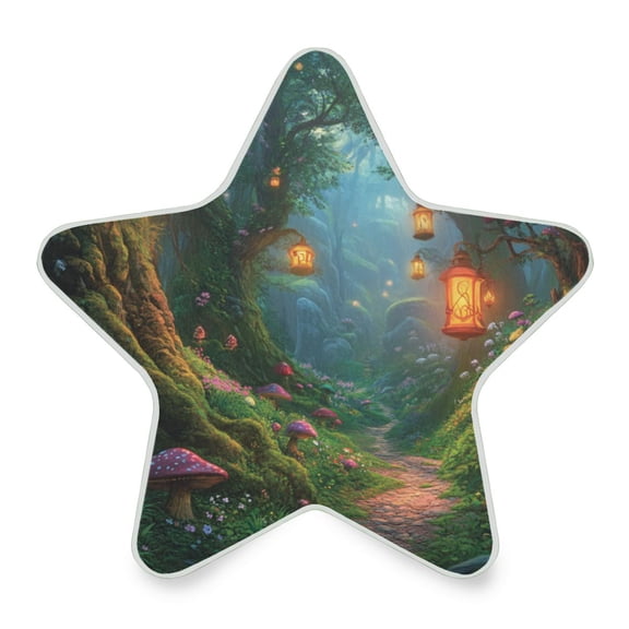 Star Shape LED Night Light Bedrooms Lighting Sensor Light Bedside Wall Plug-in Lamp for Bedroom Hallway and More Magic Forest Scene