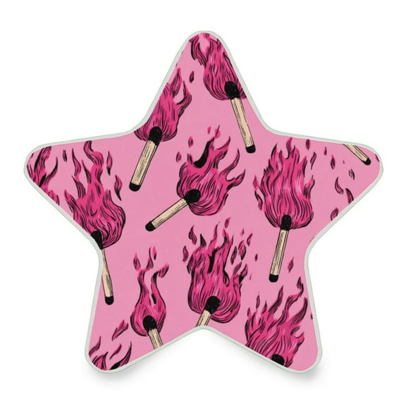 Star Shape LED Night Light Bedrooms Lighting Sensor Light Bedside Wall Plug-in Lamp for Bedroom Hallway and More Pink Flames Pattern