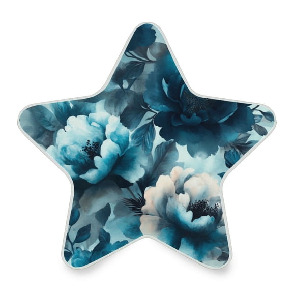 Star Shape LED Night Light Bedrooms Lighting Sensor Light Bedside Wall Plug-in Lamp for Bedroom Hallway and More Teal Elegant Floral Pattern