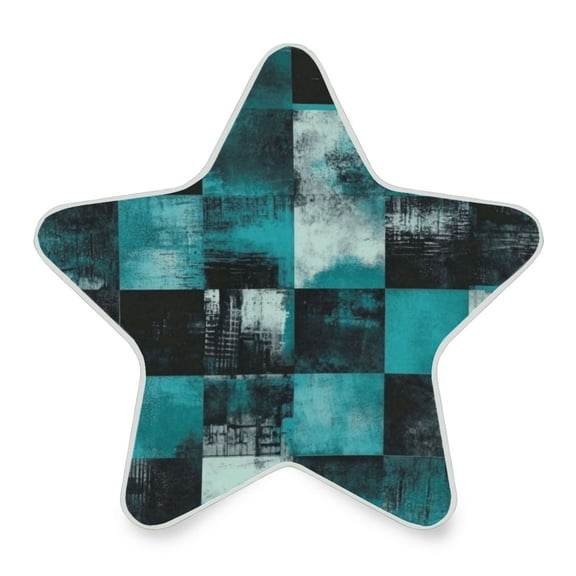 Star Shape LED Night Light Bedrooms Lighting Sensor Light Bedside Wall Plug-in Lamp for Bedroom Hallway and More Teal and Black Squares