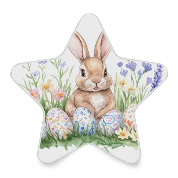 Star Shape LED Night Light Bedrooms Lighting Sensor Light Bedside Wall Plug-in Lamp for Bedroom Hallway and More Watercolor Easter Bunny Pattern