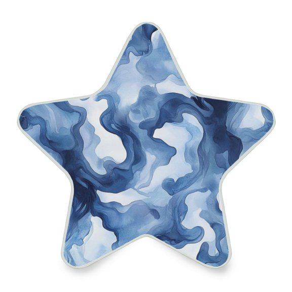 Star Shape LED Night Light Bedrooms Lighting Sensor Light Bedside Wall Plug-in Lamp for Bedroom Hallway and More Watercolor Indigo Waves