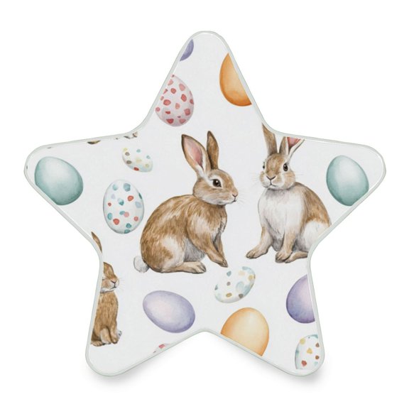 Star Shape LED Night Light Bedrooms Lighting Sensor Light Bedside Wall Plug-in Lamp for Bedroom Hallway and More Watercolor Rabbit Pattern